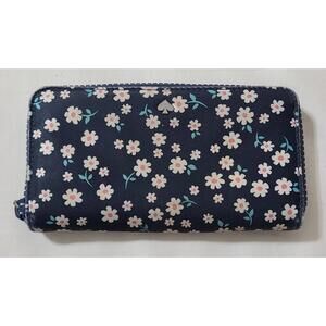 Kate Spade New York Jae Fleurette Continental Wallet Navy Multicolor Floral GUC